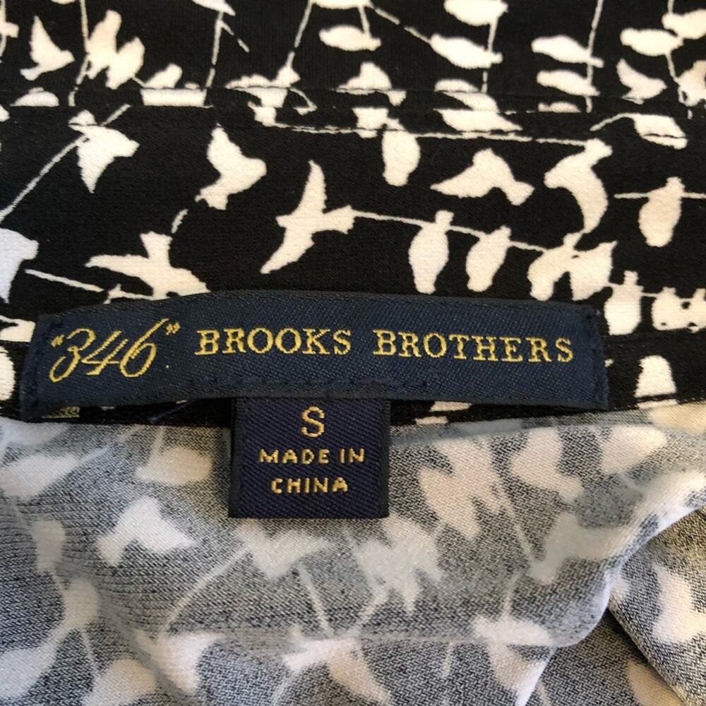 Brooks Brothers black white bird print faux wrap midi dress size Small - Picture 10 of 16